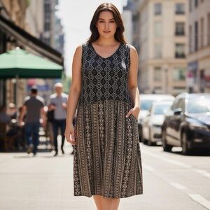 simple Suzanne Betro sleeveless asymmetrical geometric maxi dress NWT 3X